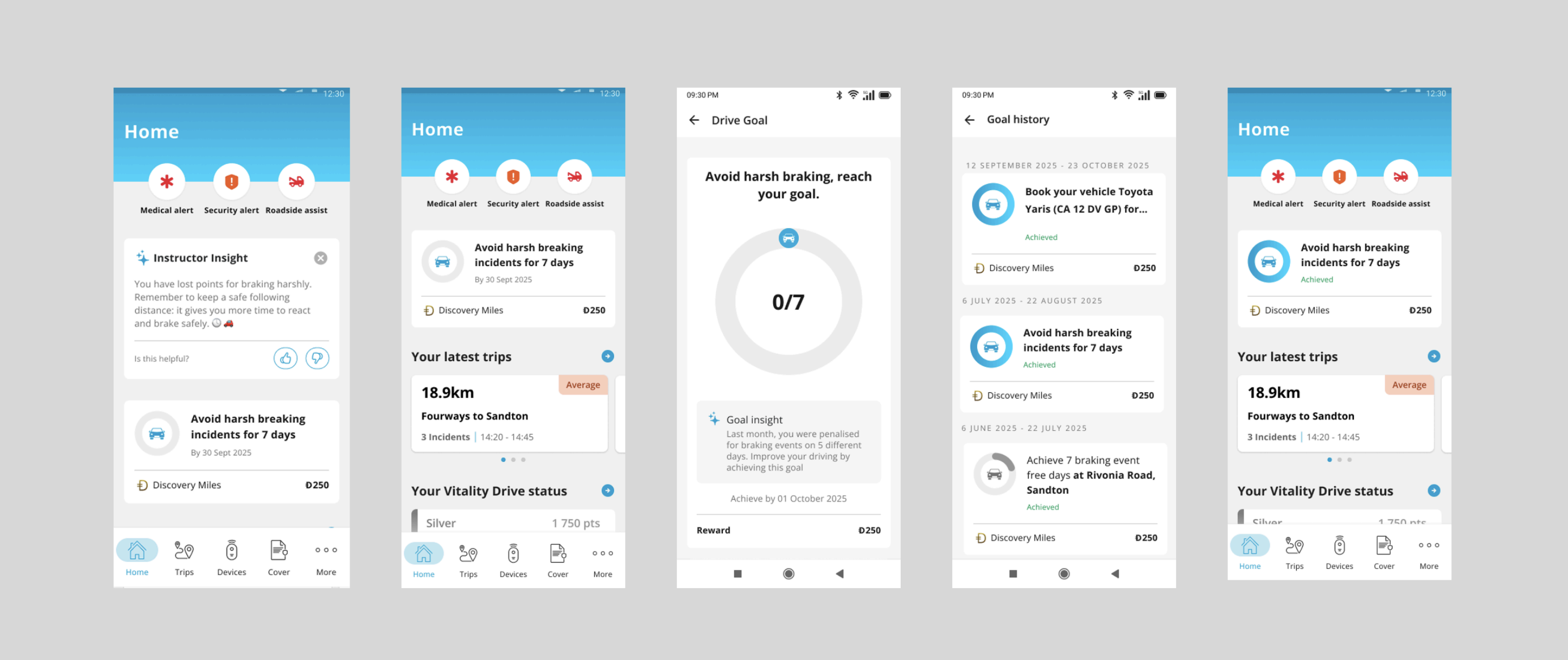 Drive Coach Final High Fidelity Screens